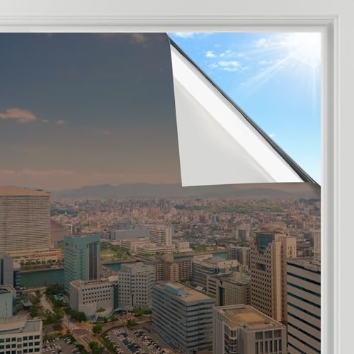 rabbitgoo spiegelfolie fenster sichtschutz braunsilber 75x200cm selbstklebend UV schutz