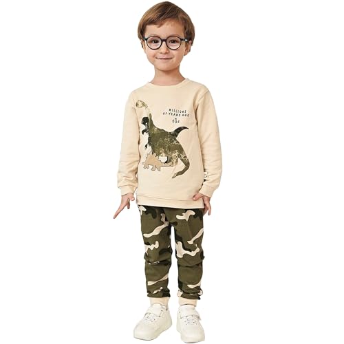 deiko kinder unisex outfit 2tlg langarm oberteil hose baumwolle mit taschen