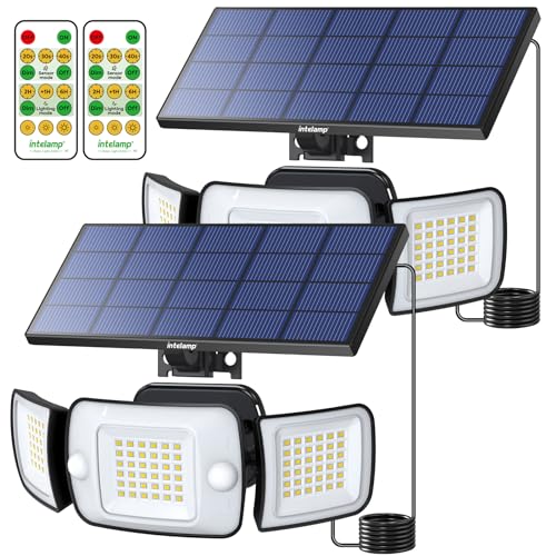 INTELAMP Solar Strahler 1200LM mit Bewegungsmelder, 6500K, 4 Modi, 270 Weitwinkel