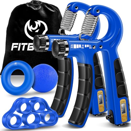 fitbeast handtrainer set 5-teilig, unterarmgriff mit widerstand, fingerdehner, griffball