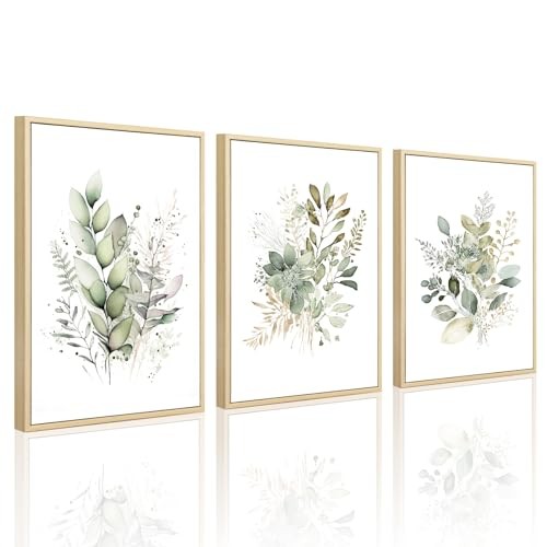 Joocrise Aquarell Botanische Wandkunst Set 3 Boho-Blumen 30 x 40 cm