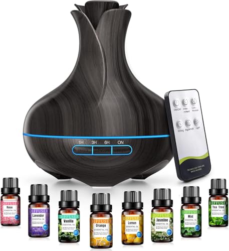 aroma diffuser 600 ml mit ätherischen ölen, luftbefeuchter mit fernbedienung