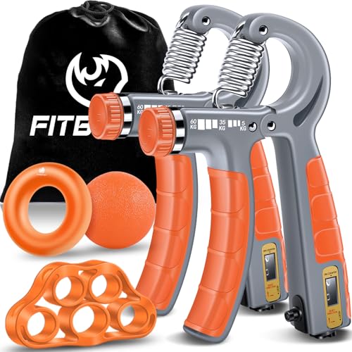 handtrainer trainingsset fitbeast 5-teilig, einstellbare widerstand handgreifer, fingerdehner, griffball, stressabbau