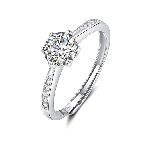 925 Sterling Silber Damen Partner Ringe, Verstellbare Eheringe mit Zirkonia