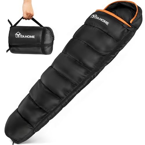 YITAHOME 3-4 Jahreszeiten Schlafsack, Sommerschlafsack für Outdoor, Camping, Trekking, Mumienschlafsack mit Anti-Klemm-Reißverschluss