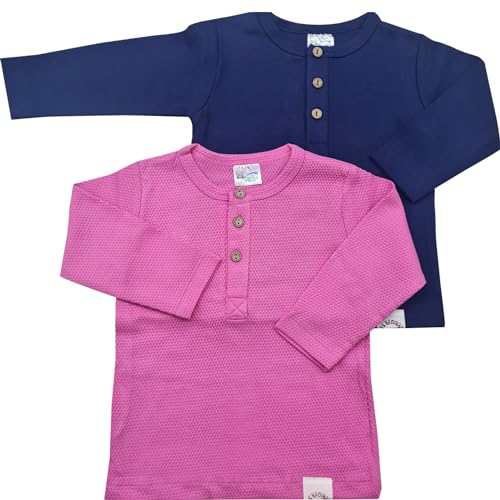 langärmelige kinder-t-Shirts 2er-Pack 100% baumwolle für jungen mädchen 12-18 monate khaki rosa