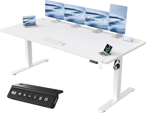 Produktbild: jummico höhenverstellbarer elektrischer schreibtisch, ergonomischer tisch, 200 x 80 cm, weiß