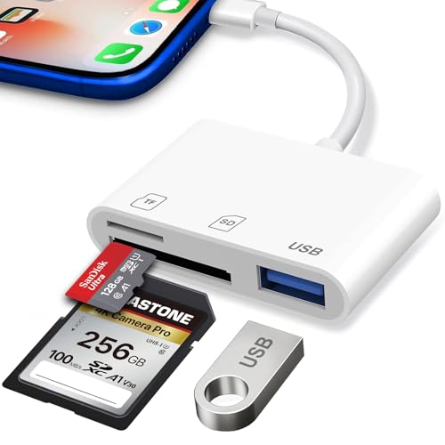 sd kartenleser für iphone ipad, 2 in 1 sd card reader mit dual slot für sd/micro sd