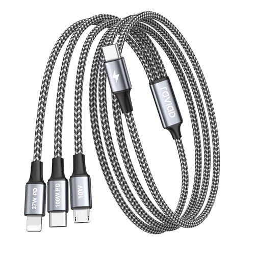 usb c kabel 100w 3 in 1 von raviad 1.2m für iphone 15, galaxy s24, macbook pro