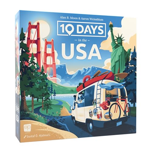 familien reisebrettspiel 10 days in the usa von alan moon, 2-4 spieler, ab 8 jahre