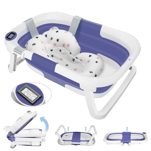 faltbare babywanne groß mit duschkopf, badewanne baby 0-36 monate, ergonomisch