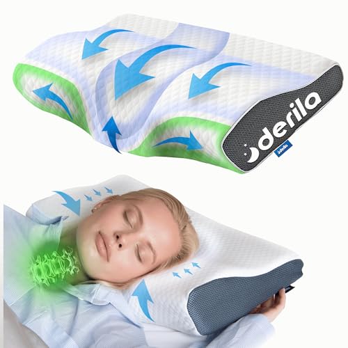 derila nackenkissen, ergonomisches memory foam kissen für schlafpositionen (queen, 1er pack)