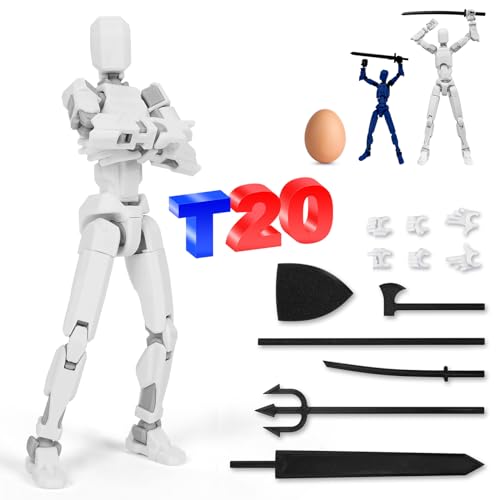 t13 action figure, pkkp 20cm bewegliche roboter-figur, 3d-gedruckt, desktop-deko, weiß