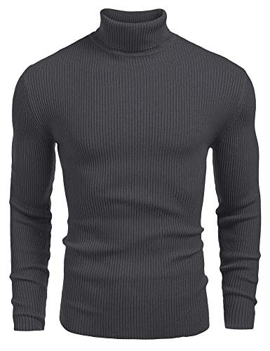 COOFANDY Herren Rollkragen Pullover Slim Fit Langarmshirt Feinstrick Freizeit