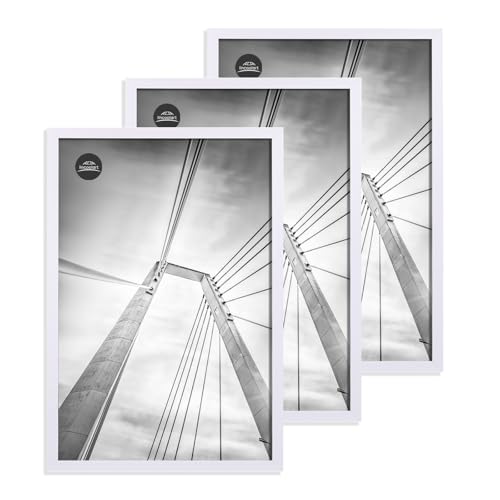 Produktbild: bilderrahmen 40x60 cm lincoolart weiß MDF mit bruchsicherem acrylglas - 3er set