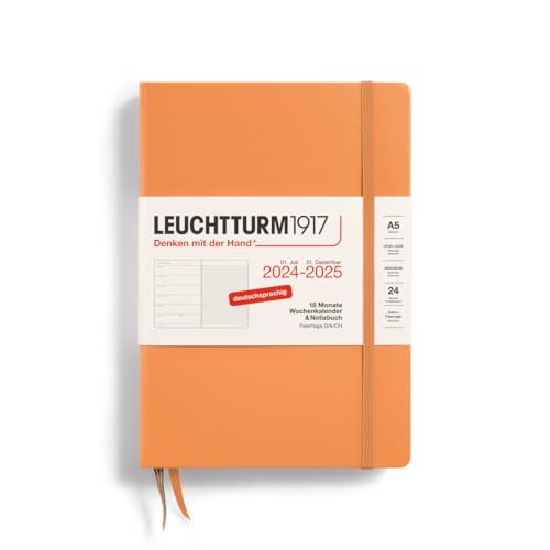 wochenkalender 2025 leuchtturm1917 a5 notizbuch planer 18 monate hardcover liniert apricot