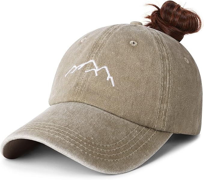 HeyCaps Pferdeschwanz Baseball Cap Damen mit Zopfloch Verstellbare Vintage Mütze