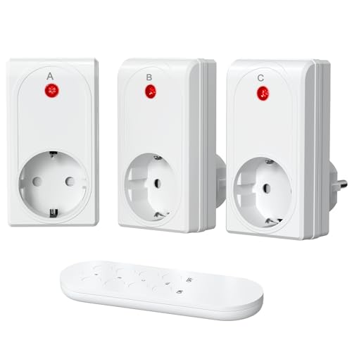 surnice funksteckdosen 2000 w mit fernbedienung 80 m reichweite 3+1 set