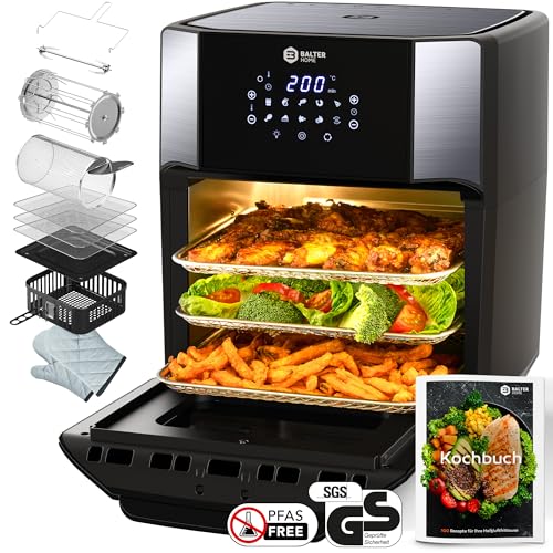 heißluftfritteuse balter hl-1200, 12 liter, mini backofen, dörrautomat, lcd display