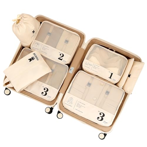 lammcou packwürfel set 8-teilig, kleidertaschen, kosmetiktasche, schuhbeutel für reisen