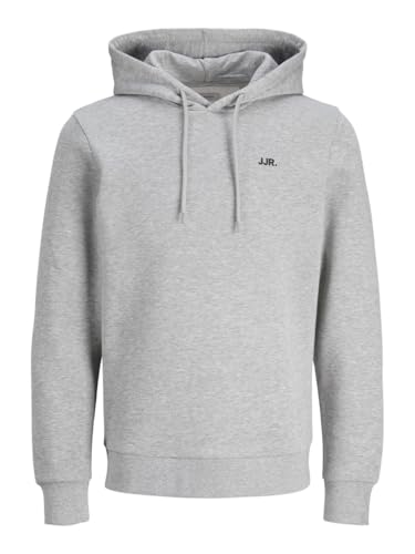 jj rebel herren kapuzenpullover jrebrebel logo light grey melange xl