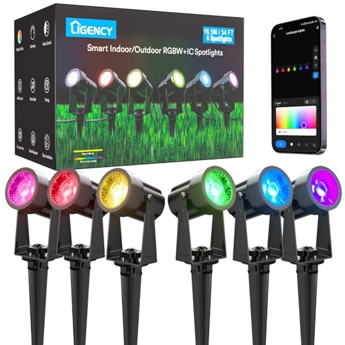 ligency smart led gartenstrahler 2er set, 12v rgbw außenleuchten, ip65 wasserdicht, app steuerung