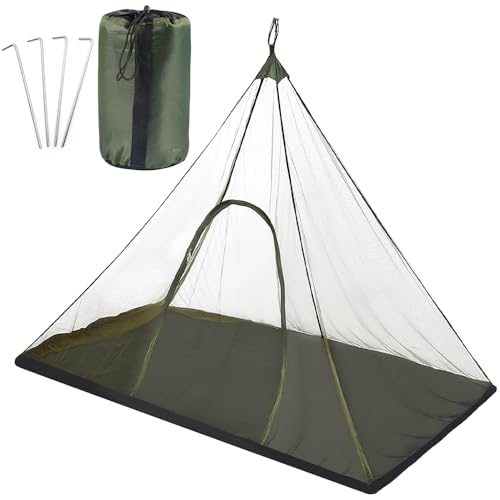 caredgo moskitonetz 220x120x100cm für camping, wandern, angeln, tragetasche, nägel