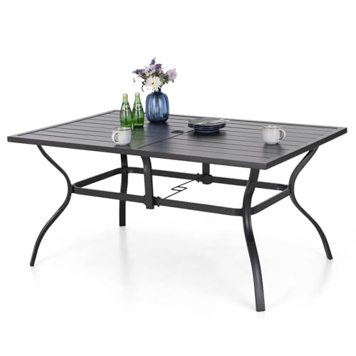 Produktbild: gartentisch mfstudio 152 x 92 x 73 cm wetterfest mit sonnenschirmloch schwarz
