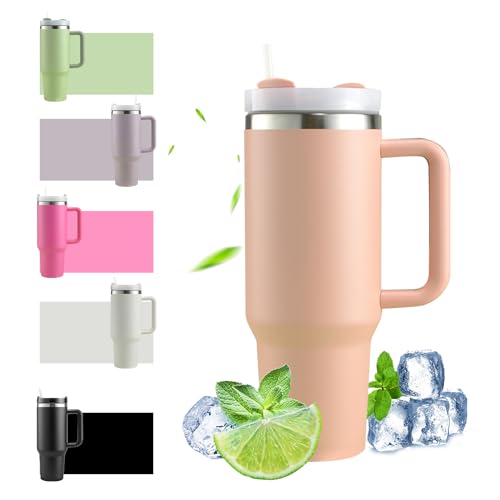 hldgcx 40 oz thermobecher mit strohhalm und griff, doppelwandig, blau