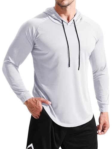 herren hoodie workout langarm sweatshirt schnell trocken running weiß xl