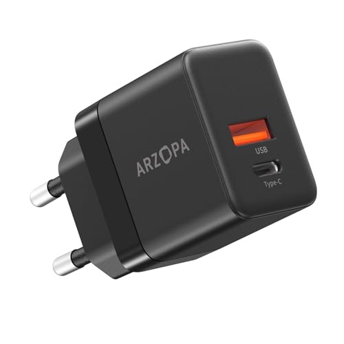 ARZOPA 35W USB C Ladegerät PD 3.0, 2 Port GaN Netzteil für iPhone 15/14/13, iPad, MacBook Air, Samsung Galaxy S24 Ultra