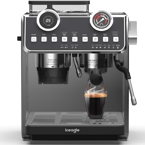 Espressomaschine Iceagle EM653, Edelstahl, 15 bar, kompakt, direkt brühend