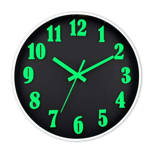 diyzon wanduhr 3d schriftart leuchtend batteriebetrieben 30 cm geräuschlos glas küche schlafzimmer büro