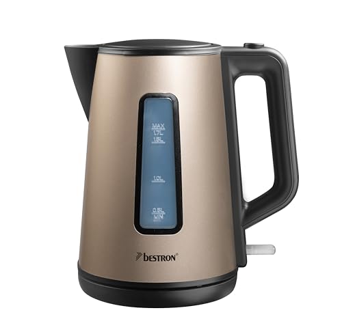 Bestron Wasserkocher 1,7 Liter 2200 Watt mit 360 Basis, Kochstopp-Automatik, Trockenlaufschutz