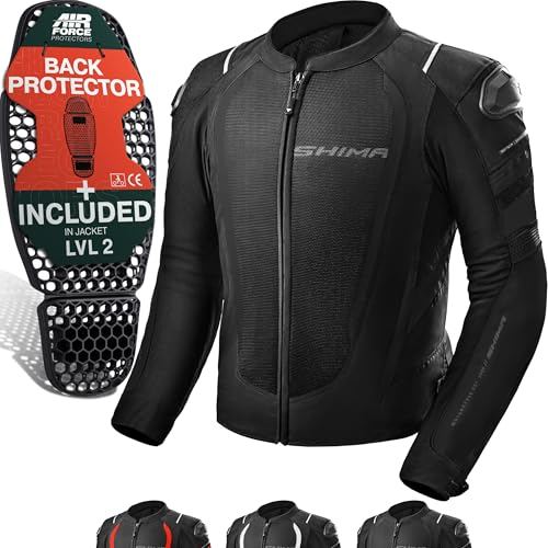 SHIMA MeshPro 2.0 Motorradjacke Herren Schwarz L mit Protektoren Sommer Schutz