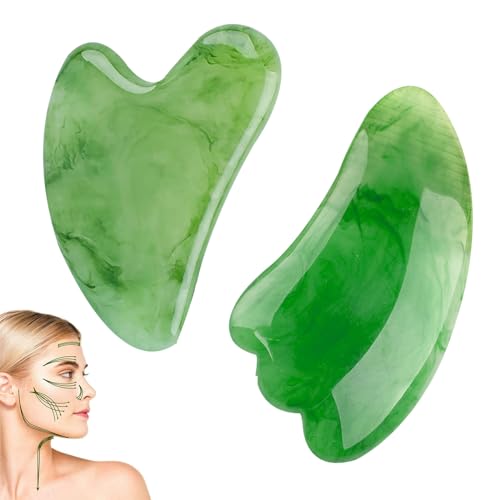 gua sha set zxchome für gesichtsmassage und augenschwellungen, grün, 2 pcs