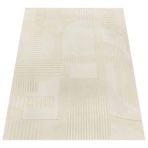 paco home teppich 160x230 cm kurzflor creme 3d muster weich geometrisch