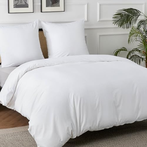 bedsure bettwäsche 220x240 baumwolle weiß, 3-teiliges set mit kissenbezügen 80x80 cm