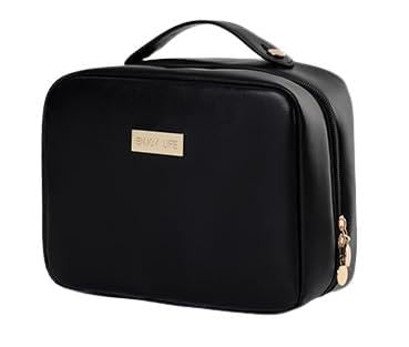 granvo kosmetiktasche reise, make up tasche pu-leder, wasserdicht, 24x10x18cm schwarz