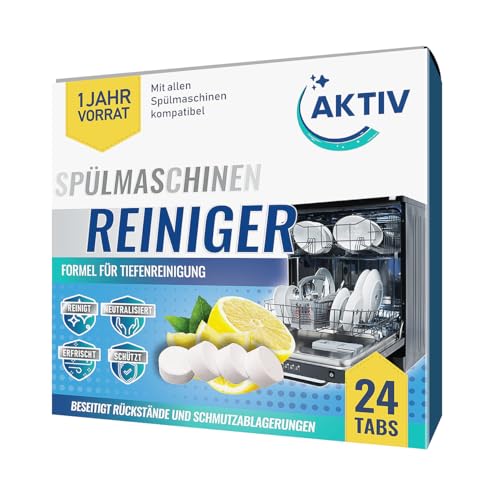 aktiv spülmaschinenreiniger tabs 24x gegen geruch und kalk, tiefenreinigung, vorrat