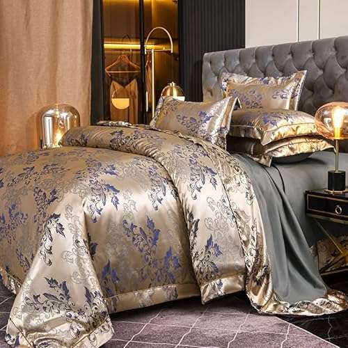 tospass kissenbezüge 40x80cm satin mikrofaser gold blau jacquard mit reißverschluss