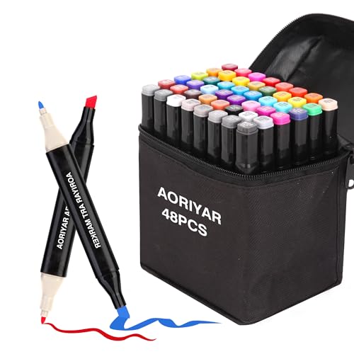 Produktbild: Aoriyar kunstmarker 48 farben alcohol marker dual tip für zeichnung illustration skizzieren