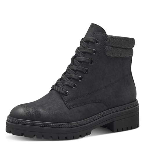 marco tozzi damen schnürstiefel schwarz mit reißverschluss blockabsatz 37 eu