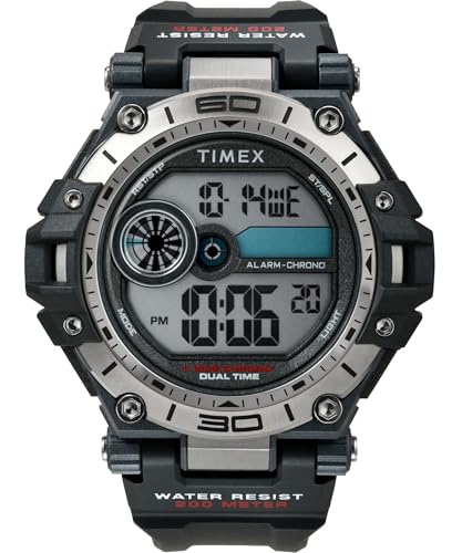 Produktbild: timex alarm-chronograph mit 5 alarmen, dualzeit, 200m wasserdicht, edelstahllünette