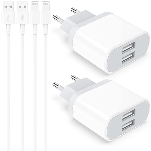 iphone ladegerät 4-pack ladekabel 2m und usb netzteil 10.5w für iphone 11 pro max 14 13 12 11 10 8 7 6 5 nisiyama