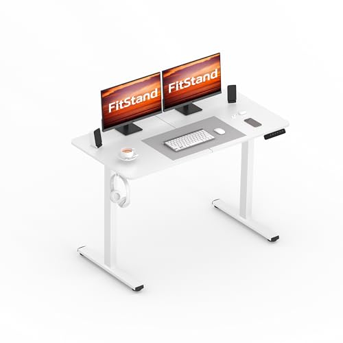 höhenverstellbarer schreibtisch fitstand fq1 120x60cm electric lift desk weiß, stehpult