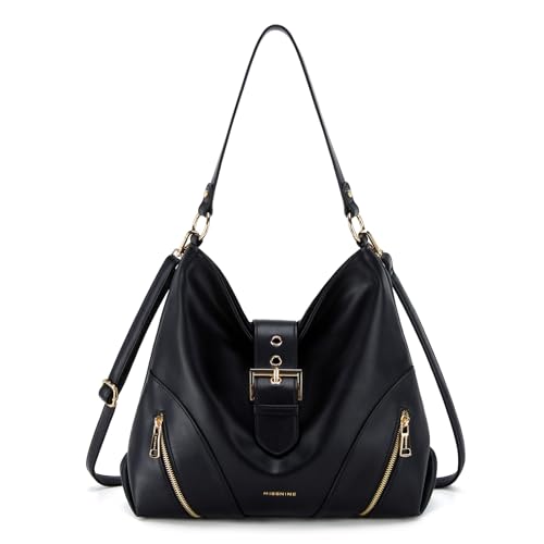missnine hobo bag damen umhängetasche schwarz für büro, schule, einkaufen, reisen