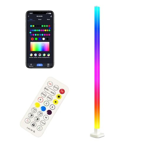 Entdecken Sie die JolyWell RGB LED Stehlampe: Dimmbar, steuerbar per App & Fernbedienung. Wählen Sie aus 16 Millionen Farben und 58 Szenenmodi für jedes Ambiente. Ideal für Wohnzimmer & Gaming!