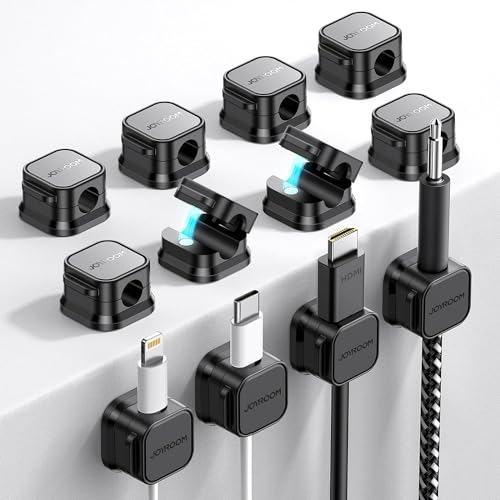 joyroom kabelhalter 12 stück kabelclips selbstklebend verstellbare kabel organizer schwarz