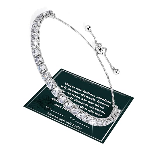 Mia&Cale Armband Damen 925 Silber Kristall Tennis Armband Geschenk für Freundin, Mädchen